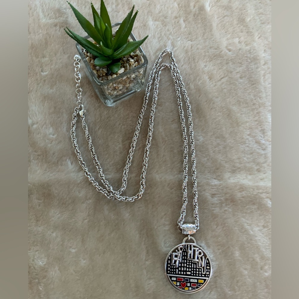 Brighton Silver Necklace says Fashion